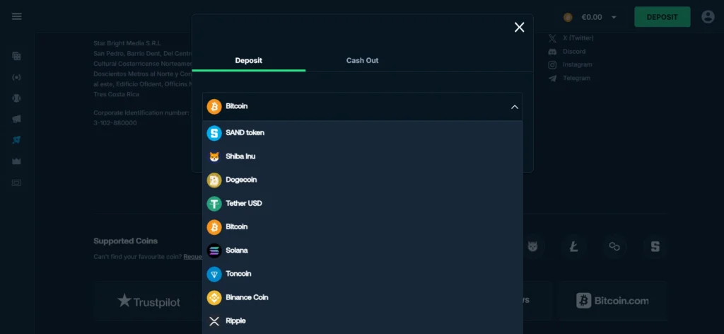 Betpanda crypto casino deposit methods